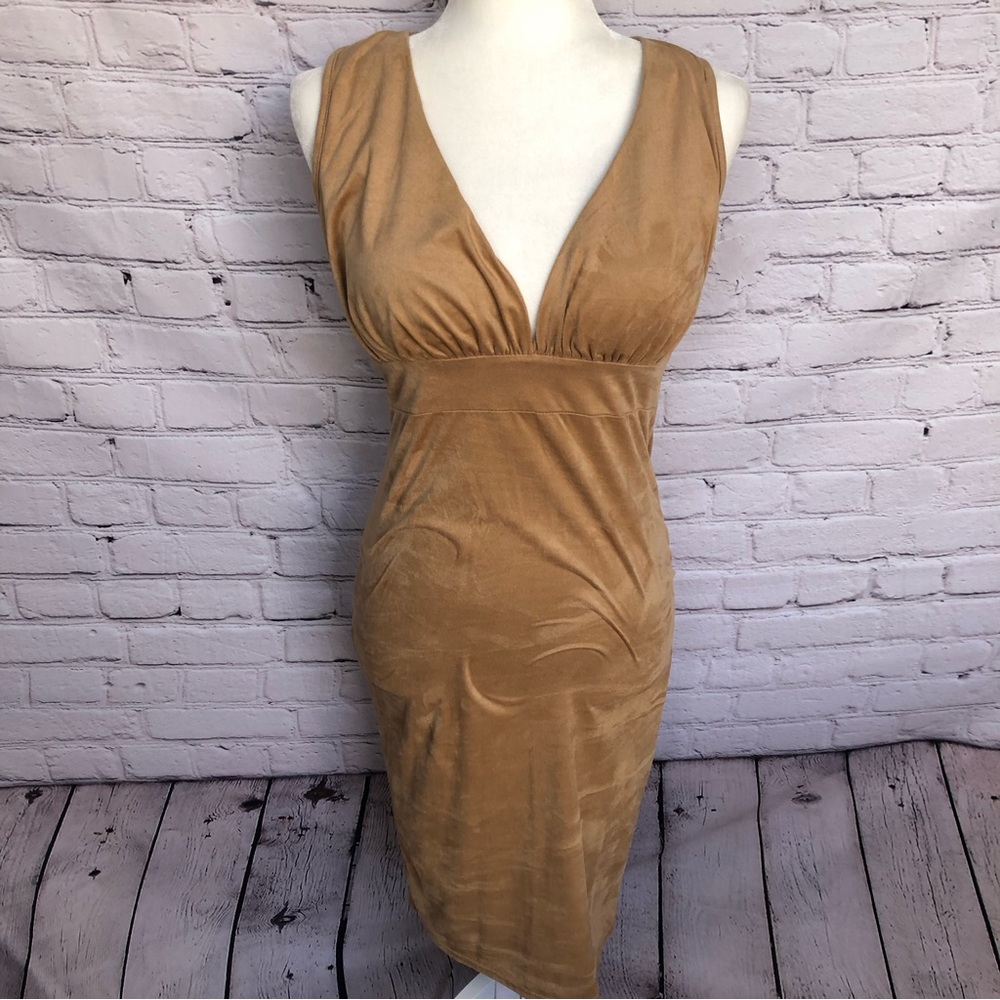UK2LA Tan Cocktail Midi Dress Size Medium NWT